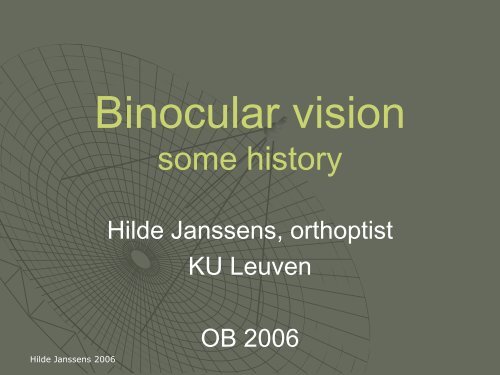 Theories of binocular vision - Orthoptie