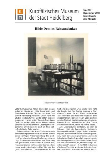 Hilde Domins Reiseandenken - Heidelberg - Kurpfälzisches ...