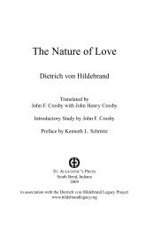 The Nature of Love - Dietrich Von Hildebrand Legacy Project