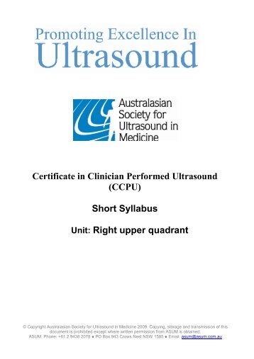 Certificate in Clinician Performed Ultrasound (CCPU) - Australasian ...