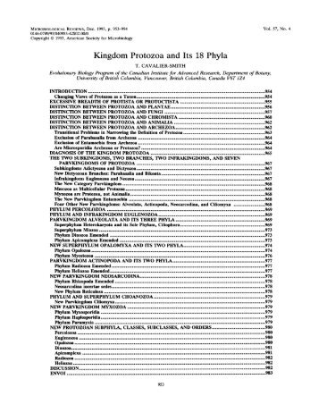 Kingdom Protozoa and Its 18Phyla - Cladocera.de