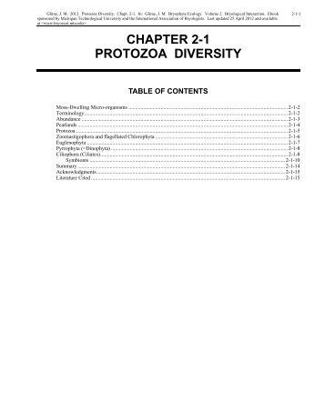 Chapter 2-1: Protozoa Diversity - Bryophyte Ecology - Michigan ...