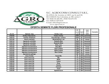 OFERTA SEMINTE FLORI PROFESIONALE S.C. AGROCOSM ...