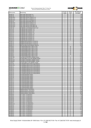 Sommer cable Preisliste (pdf) - Show Supply