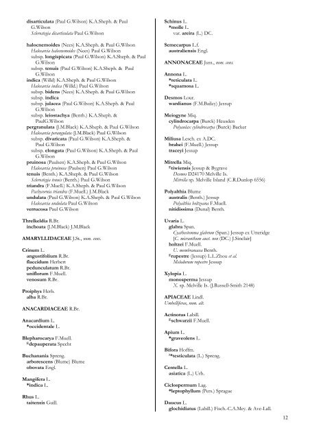 Checklist of the Vascular Plants of the NorthernTerritory