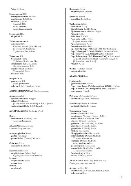 Checklist of the Vascular Plants of the NorthernTerritory