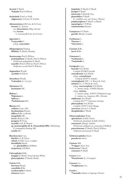 Checklist of the Vascular Plants of the NorthernTerritory