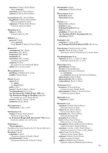 Checklist of the Vascular Plants of the NorthernTerritory