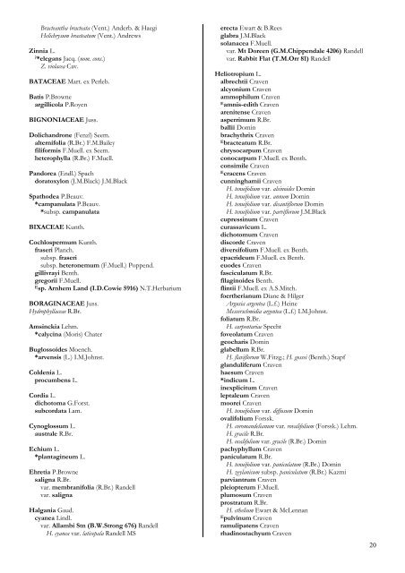 Checklist of the Vascular Plants of the NorthernTerritory