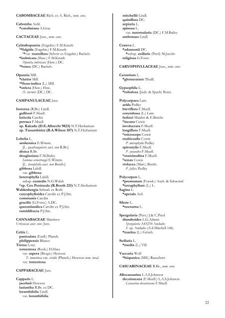 Checklist of the Vascular Plants of the NorthernTerritory