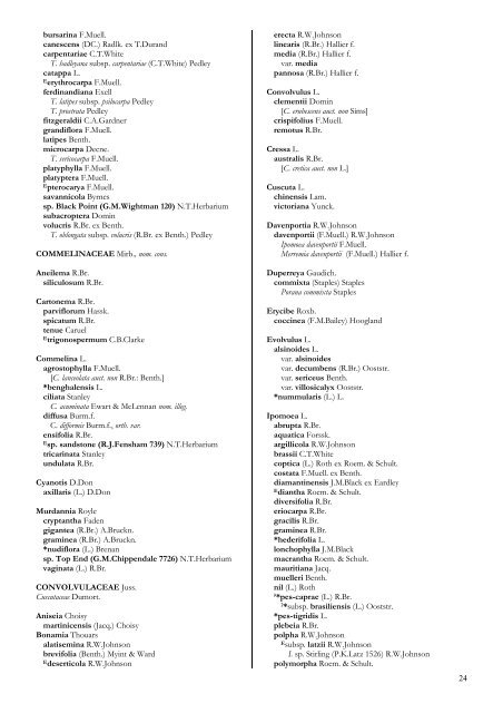 Checklist of the Vascular Plants of the NorthernTerritory