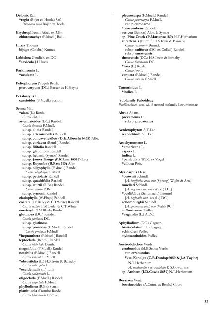 Checklist of the Vascular Plants of the NorthernTerritory