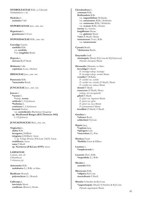 Checklist of the Vascular Plants of the NorthernTerritory