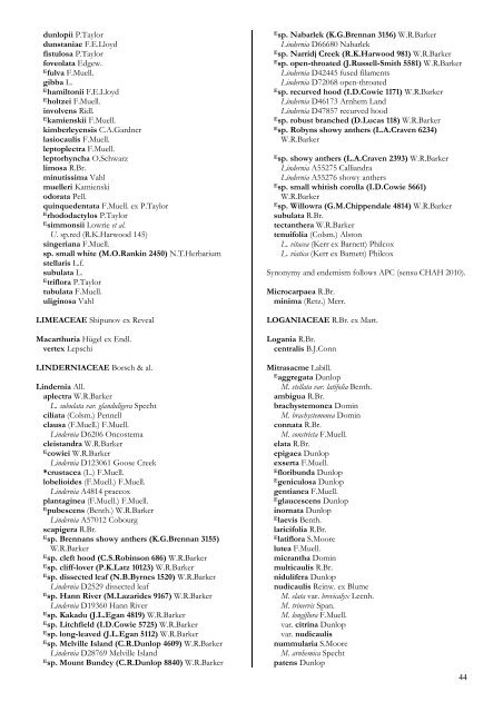 Checklist of the Vascular Plants of the NorthernTerritory