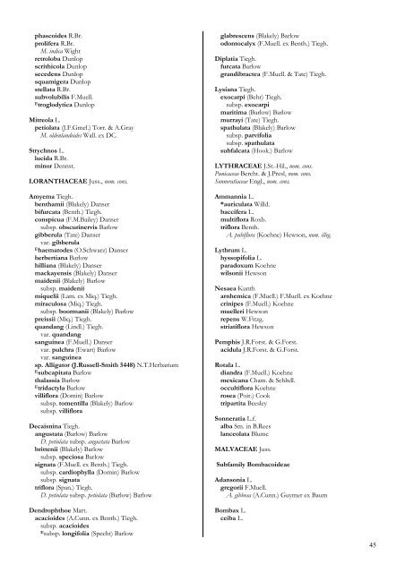 Checklist of the Vascular Plants of the NorthernTerritory