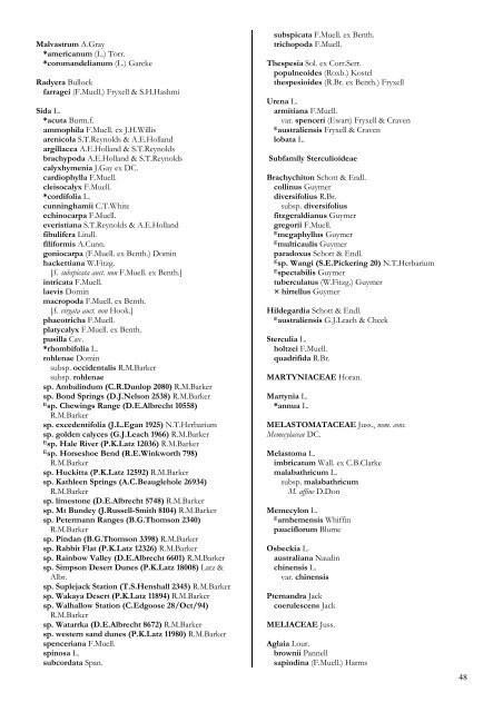 Checklist of the Vascular Plants of the NorthernTerritory