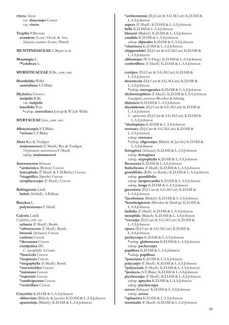 Checklist of the Vascular Plants of the NorthernTerritory