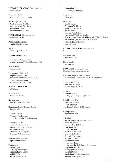 Checklist of the Vascular Plants of the NorthernTerritory