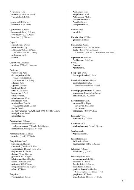 Checklist of the Vascular Plants of the NorthernTerritory