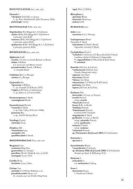 Checklist of the Vascular Plants of the NorthernTerritory