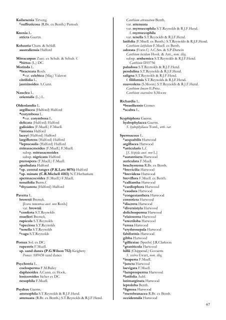 Checklist of the Vascular Plants of the NorthernTerritory