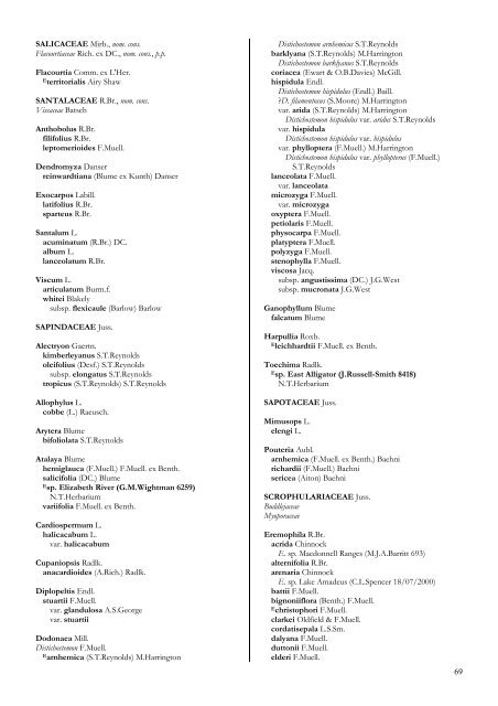 Checklist of the Vascular Plants of the NorthernTerritory