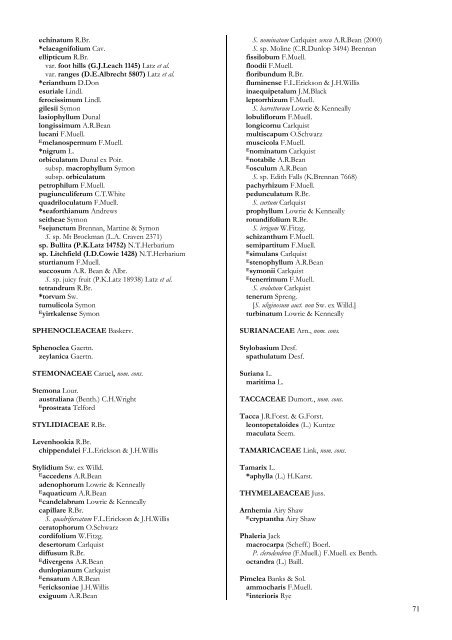 Checklist of the Vascular Plants of the NorthernTerritory