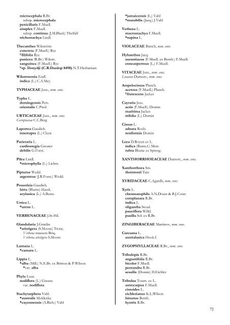 Checklist of the Vascular Plants of the NorthernTerritory