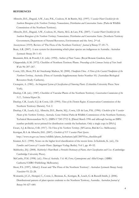 Checklist of the Vascular Plants of the NorthernTerritory