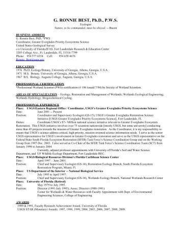 PDF version of G. Ronnie Best's short resume - SOFIA - USGS