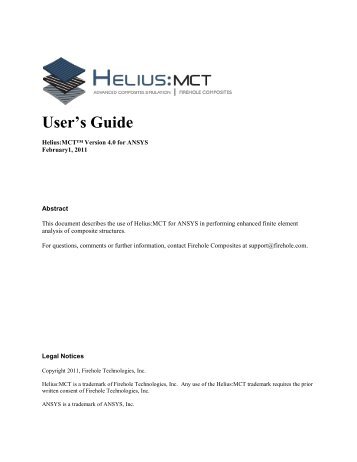 Helius:MCT for ANSYS User's Guide - Firehole Composites