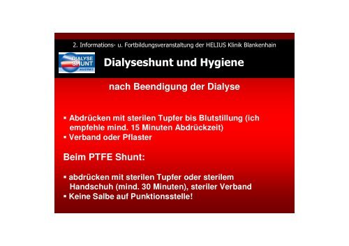 Dialyseshunt und Hygiene