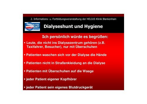 Dialyseshunt und Hygiene