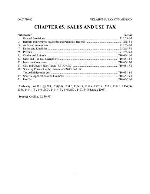 Oklahoma City Sales Tax >> Chapter 65 Sales And Use Tax Oklahoma Tax Commission Oklahoma City Sales Tax >> Chapter 65 Sales And Use Tax Oklahoma Tax Commission