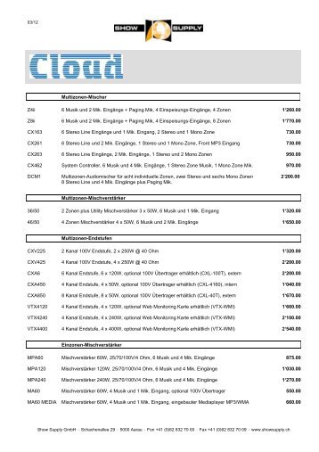 Cloud Preisliste (pdf) - Show Supply