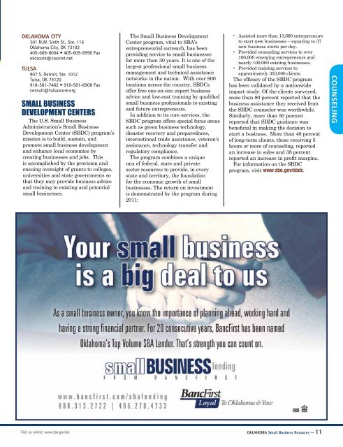 Oklahoma Small Business Resource Guide - SBA