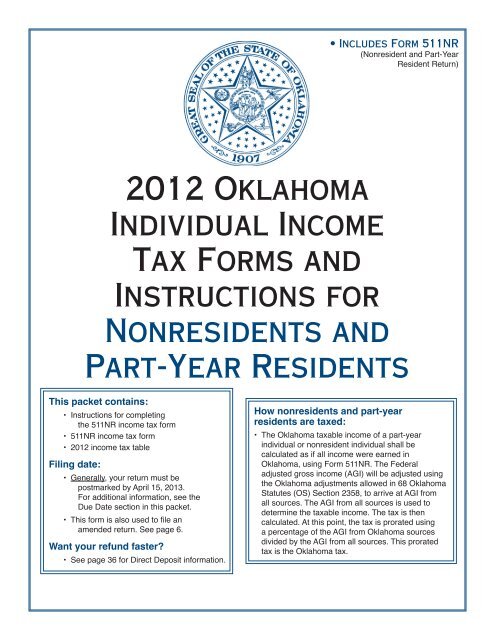 2012 Oklahoma Individual Income Tax Forms and Instructions for ...
