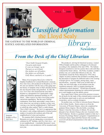 Classified Information - Lloyd Sealy Library - CUNY