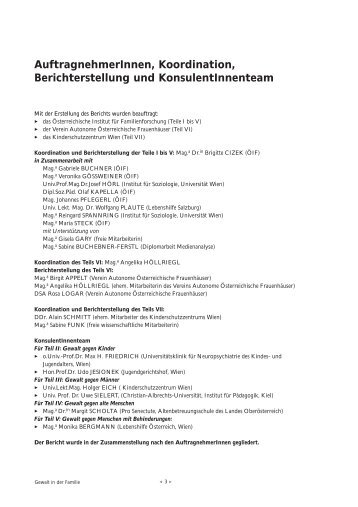 Gewaltbericht - Inhaltsverzeichnis und Einleitung für die ... - BMWA