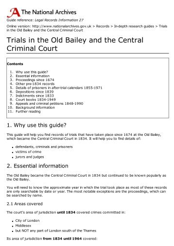 trials in the Old Bailey and - The National Archives