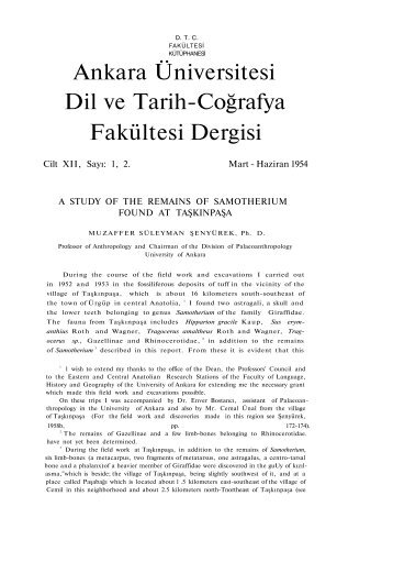 Ankara Üniversitesi Dil ve Tarih-Coğrafya Fakültesi Dergisi