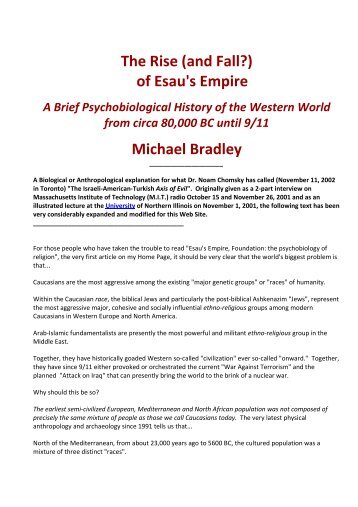 The Rise (and Fall?) of Esau's Empire Michael Bradley - Peuple sawa