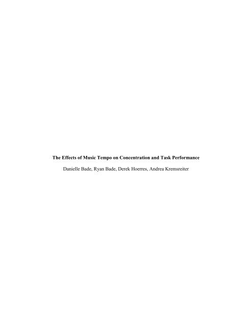 The Effects of Music Tempo on Concentration and Task ...
