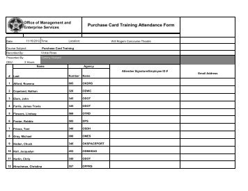 Purchase Card Training Attendance Form