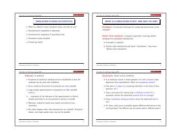 SIMULATION STUDIES IN STATISTICS • What is a (Monte Carlo ...