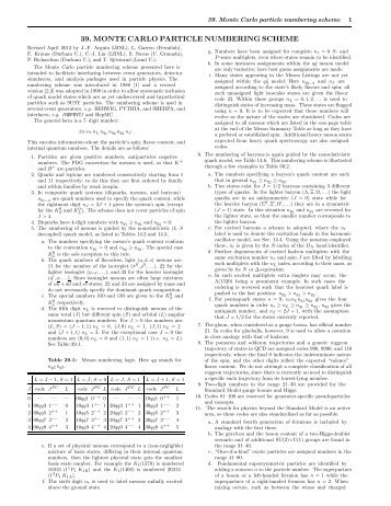 39. monte carlo particle numbering scheme - Particle Data Group