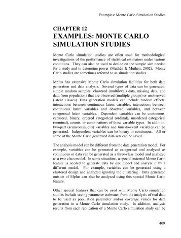 Chapter 12 examples: monte carlo simulation studies - Mplus