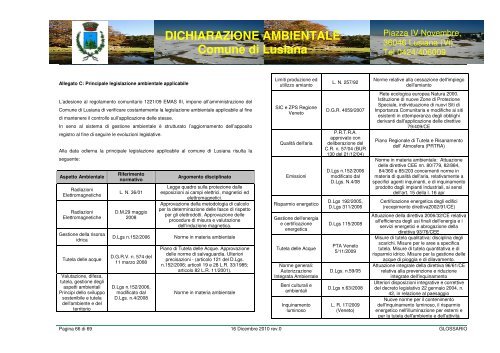 DICHIARAZIONE AMBIENTALE COMUNE DI LUSIANA