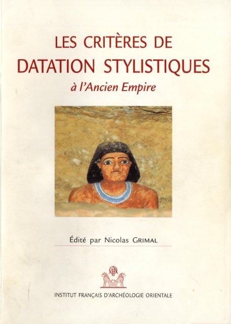 Les Critères de Datation Stylistiques à l'Ancien Empire