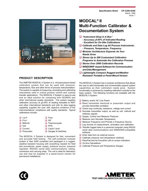 MODCAL® II Multi-Function Calibrator & Documentation System